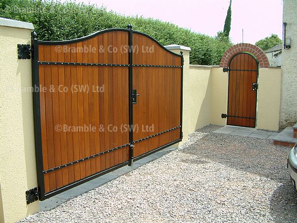 wooden pair of gates with pedestrian gate,Devon